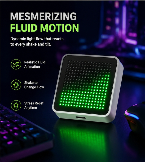 Pc Gaming Setup - LED-Flüssigkeitssimulations-Tischdekoration, Kreatives Wasserfluss-Schüttel-Fidget-Spielzeug, Cyberpunk Gaming-Setup Stimmungs-Atmosphärenlampe