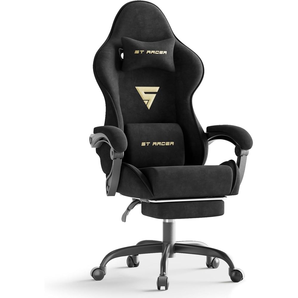 Pc Gaming Usa - Ergonomischer Gaming-Stuhl aus Samtstoff mit Fußstütze