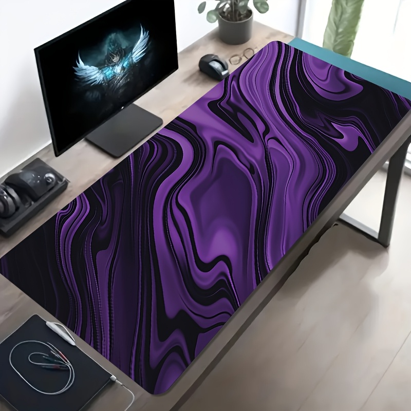 Pc Gaming Liquid - Lila-Schwarzes Marmor-Flüssigmetall-Gaming-Mauspad, rutschfeste Gummi-Schreibtischunterlage für PC-Gamer