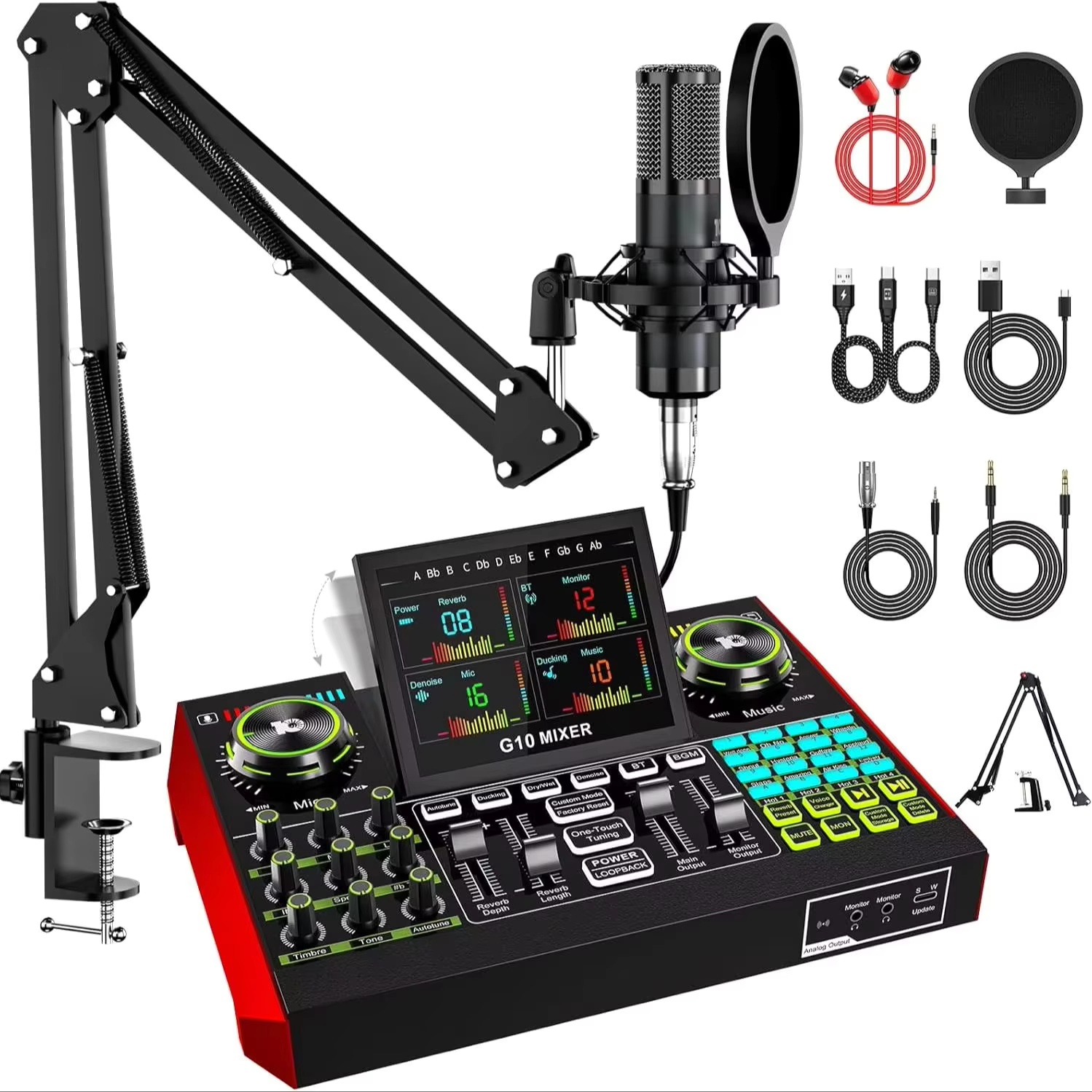 Pc Gaming Video - Tenlamp G10 Live-Streaming Audio-Interface Gaming-Audio-Mixer, Podcast-Ausrüstung
