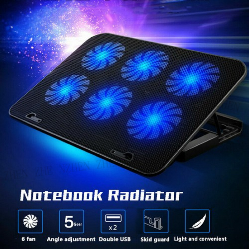 Laptop Cooling Pad - Y 6-Lüfter, USB-Kühler, Kühlpad, Ständer, LED-Licht,