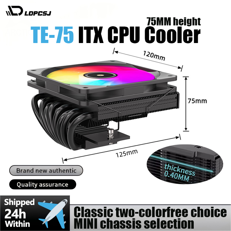 Pc Gaming Ff - TE-75 ARGB CPU-Kühler, 75mm Low-Profile-Luftkühlungsradiator, 5V