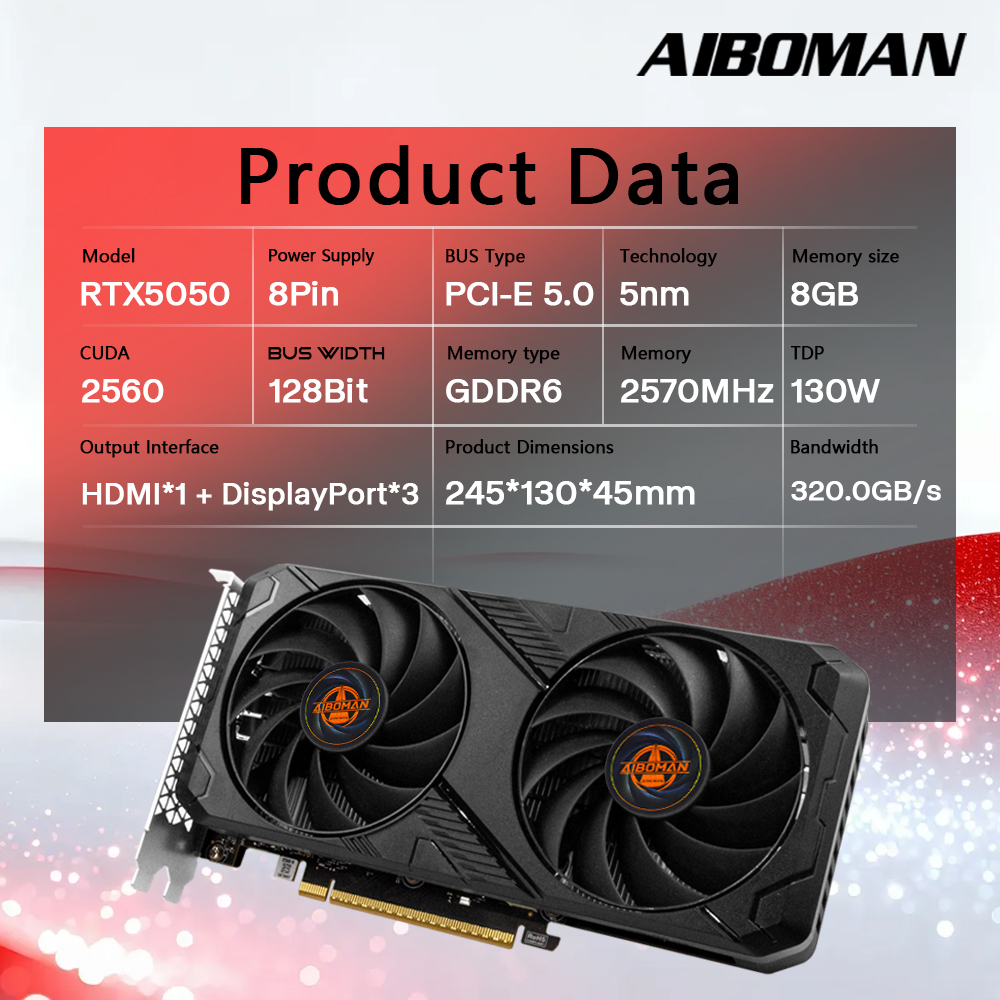 AIBOMAN RTX5050 8GB Grafikkart – Pc Gaming Vr Bewertung und Preis