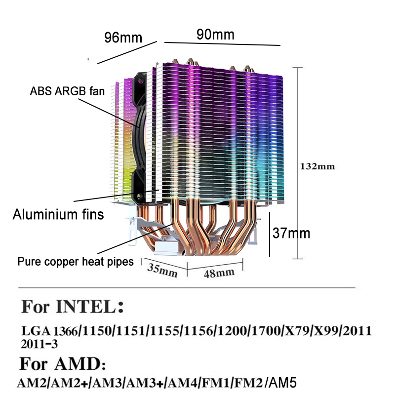 90MM ARGB CPU-Kühler Lüfter RG – Pc Gaming Ff Bewertung und Preis